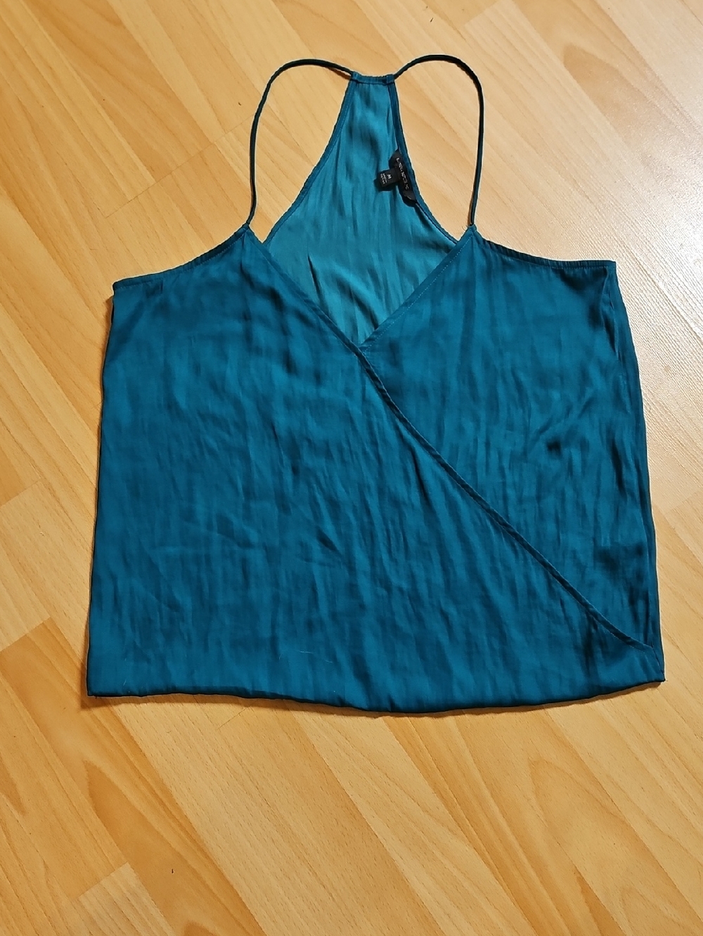 Banana Republic Teal Satin V-Neck Racerback Cami